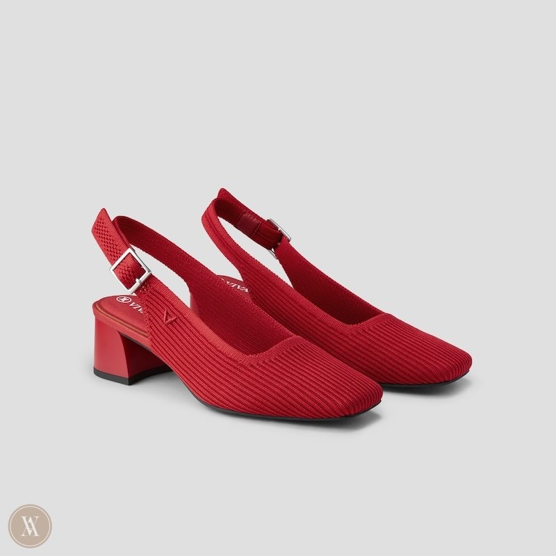 Red VIVAIA Melody Slingback Women\'s Square Toe Block Heel - CHW-5904