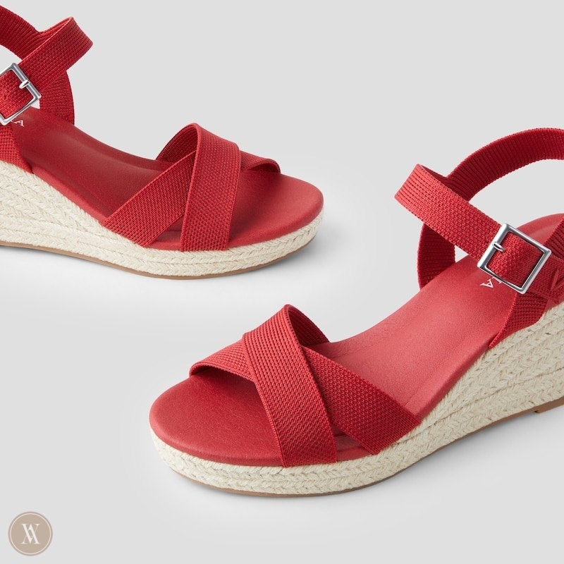 Red VIVAIA Sally Women's Round-Toe Wedge Sandals - WJH-2929