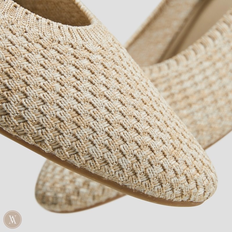 Sand Woven VIVAIA Tamia 2.0 Women's Almond-Toe Ballet Flats - MAK-2080