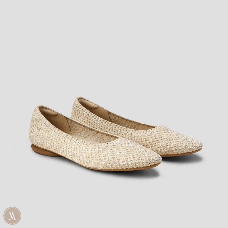 Sand Woven VIVAIA Tamia 2.0 Women\'s Almond-Toe Ballet Flats - MAK-2080