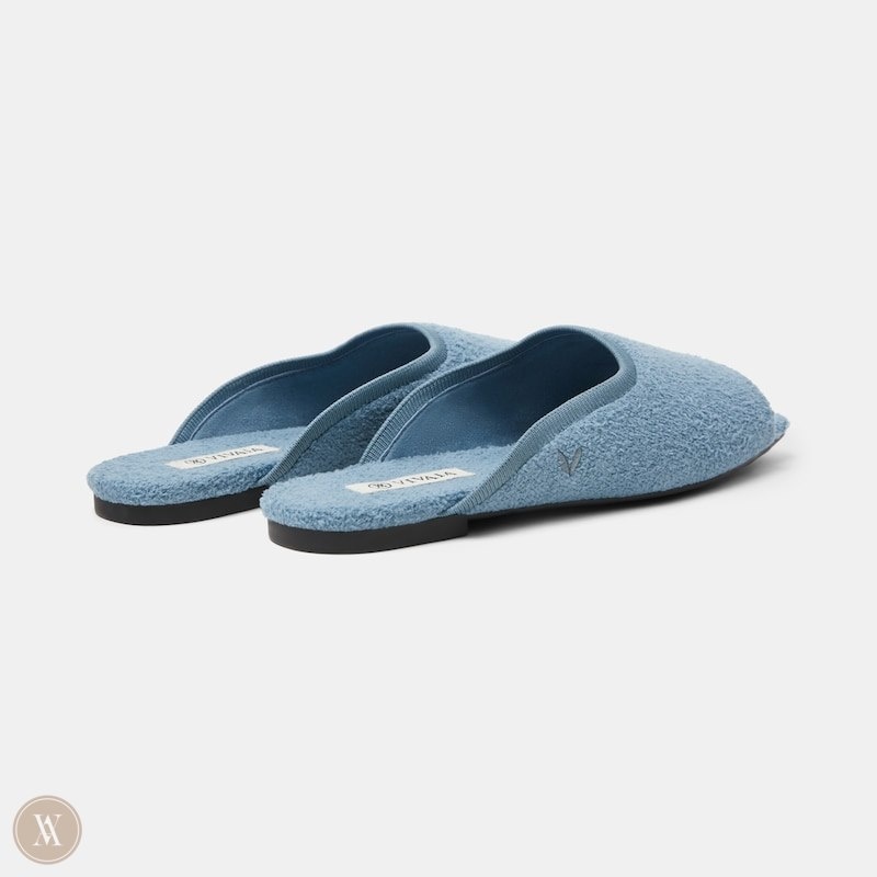 Turquoise Blue VIVAIA Helen Women's Square-Toe Fluffy Slides - XFL-9622