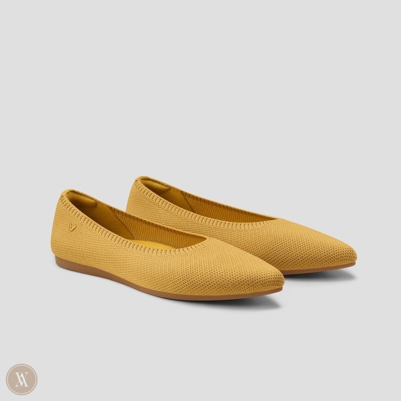 Yellow VIVAIA Aria 5° Women\'s Pointed-Toe Ballet Flats - NHQ-4581