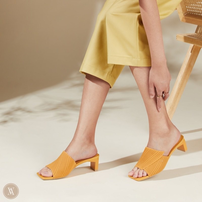 Yellow VIVAIA Jade Women's Square-Toe Block Heel Slide - LUC-5611