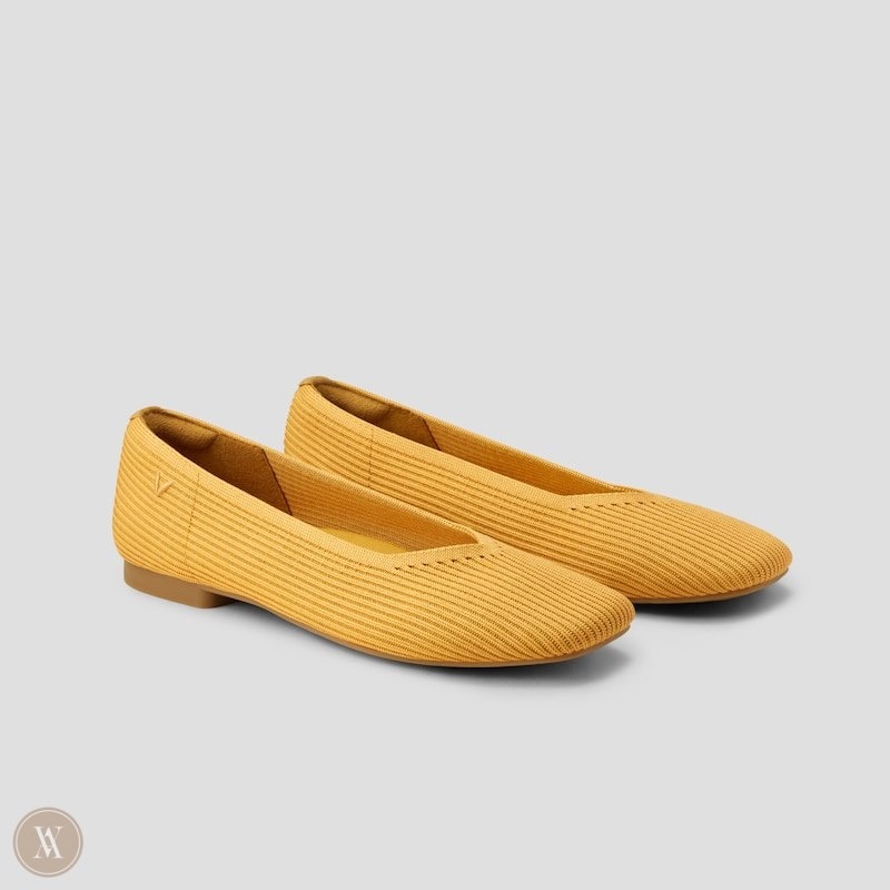 Yellow VIVAIA Margot 2.0 Women\'s Square-Toe V-Cut Flats - BQP-5833